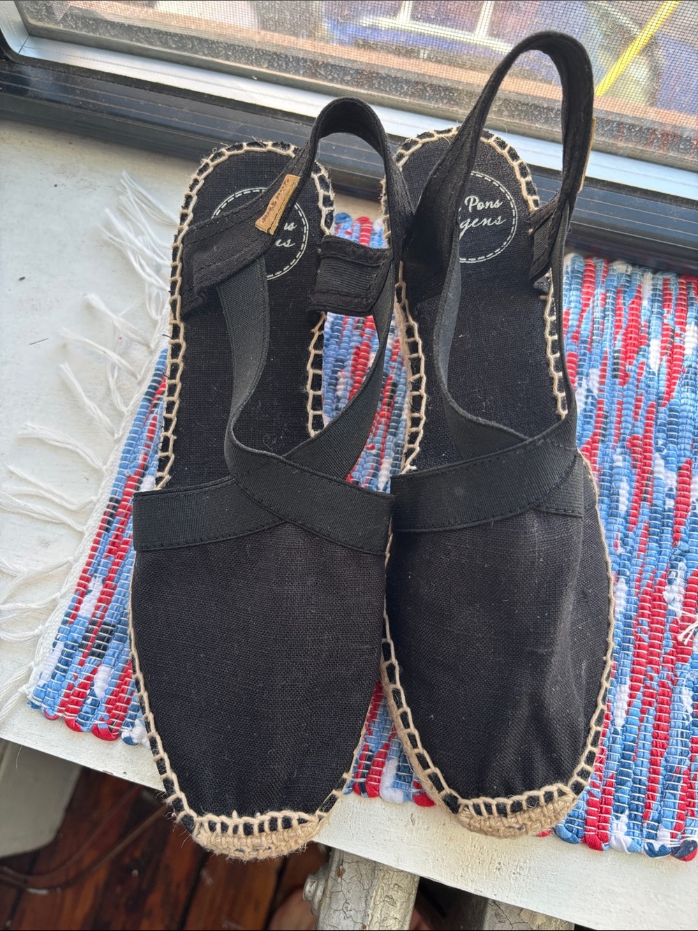 Black Canvas Espadrille Slingback wedges